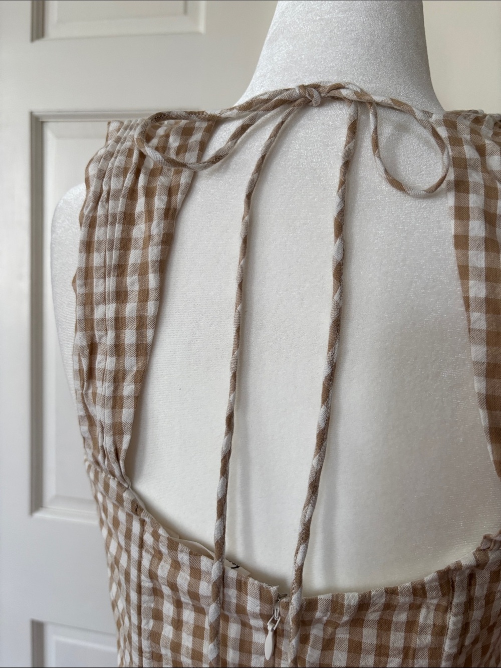 NWT S For Love & Lemons That’s Amor tan Gingham Mini Dress sweetheart corset - Picture 8 of 12